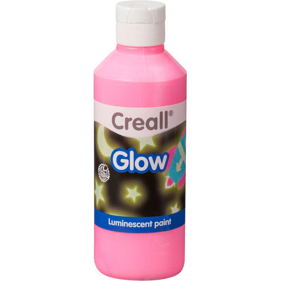 Creall, Künstlerfarbe + Bastelfarbe, Glow in the Dark Verf Roze, 250ml (rot/pink, 250 ml)