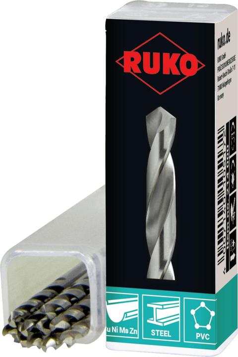 Produktbild Ruko Spiralbohrer DIN 338 Typ N Nenn-Ø 3,6 mm HSS profilgeschliffen Zylinderschaft 5xD rechtsschneidend (3.6 Millimeter)