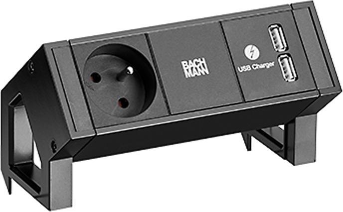 Produktbild Bachmann DESK2 1x UTE 1x Chargeur USB noir (1x, CEE 7/3, CEE 7/5)
