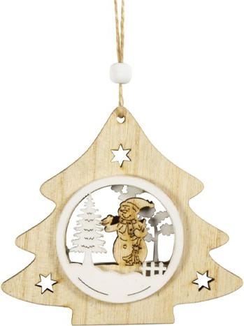 Produktbild Bekos Holz-Baumschmuck Sterne und Bäume mit Intarsien 4er Set