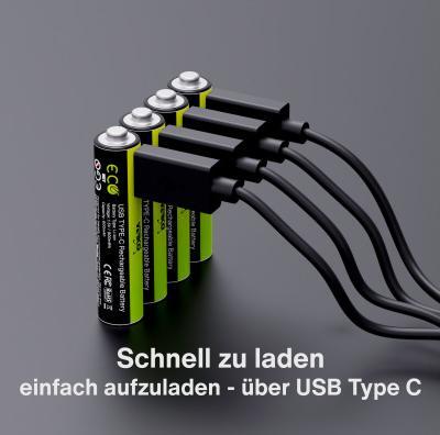 Immagine prodotto Verico Batteria Li-Ion USB-C Micro AAA 1.5V 900mWh 600mAh ricaricabile via USB (4 pz., AAA / LR03 / Micro / R03 / AM4 / MN2400 / KR03, 600 mAh)