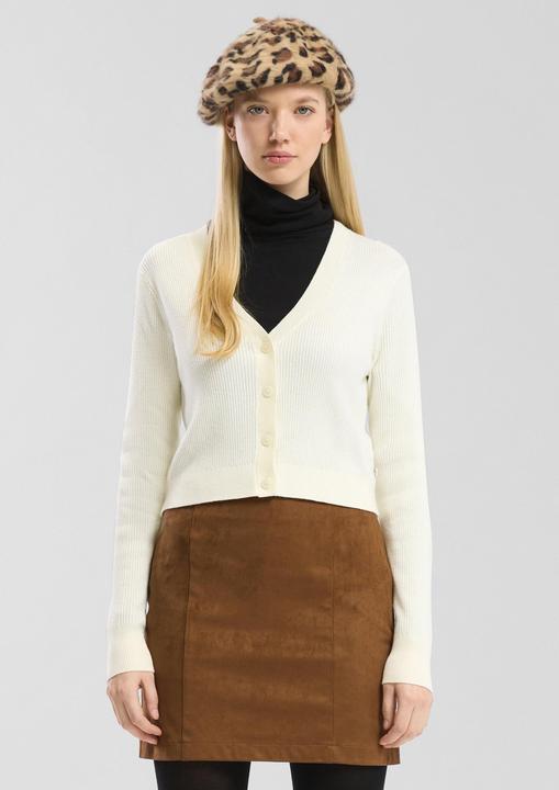 Produktbild s.Oliver Strickjacke Verkürzte Strickjacke mit Rippstruktur (M)