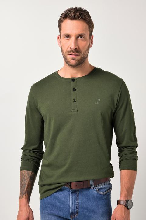 Produktbild JP1880 Henley, Basic, Shirt, Langarm, Knopfleiste, bis 8XL (3XL)