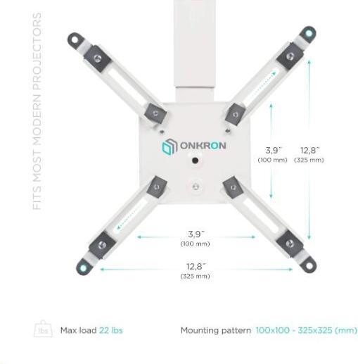 Produktbild Onkron Adjustable Ceiling/Wall Projector Mount up to 10 kg, White (Decke, Wand)