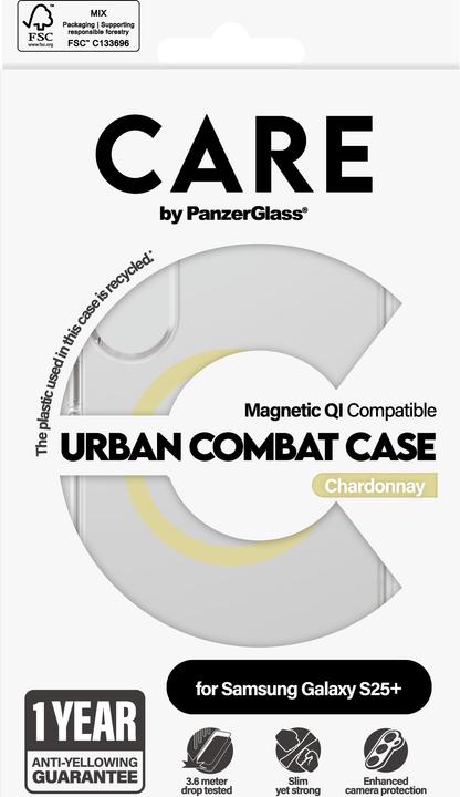 Produktbild PanzerGlass CARE by ® Flagship Case Transparent Urban Combat m. Chardonnay Qi Compatible Samsung Gal (Samsung Galaxy S25+)