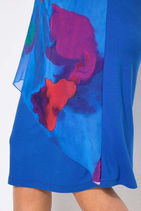 Image du produit Ulla Popken Robe en jersey, voile en mousseline, décolleté en V et manches courtes (54)