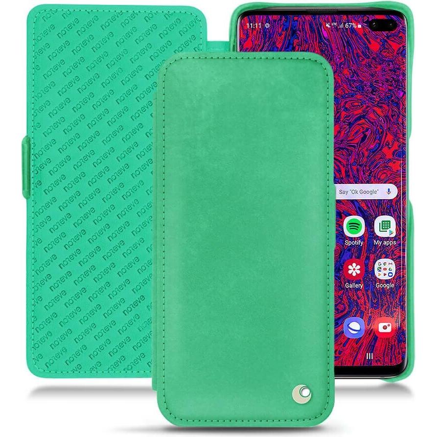 Thumbnail - Noreve Lederschutzhülle horizontal (Samsung Galaxy S10+), Smartphone Hülle, Grün