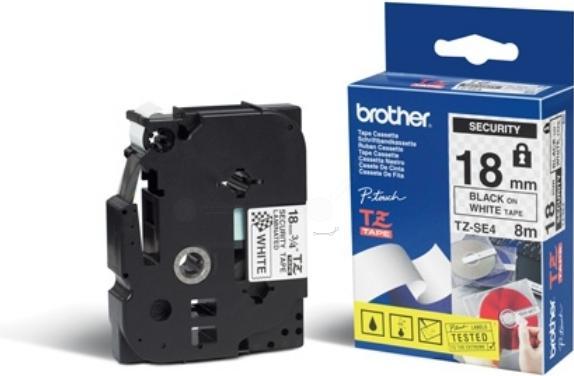 Inkadoo Brother TZ-SE4 DirectLabel noir sur blanc laminé 18mm x 8m noir blanc (1.80 cm, Blanc, Noir)