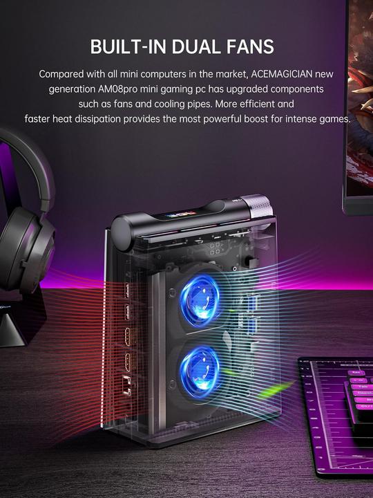 Produktbild AceMagic Mini Gaming PC Ryzen 9 6900HX mit Dual-Lüfter-System (512 GB, 32.00 GB, AMD Ryzen 9 6900HX)