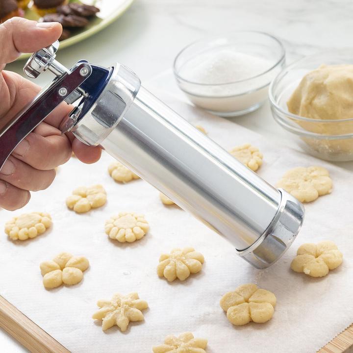 Immagine prodotto InnovaGoods Distributore di pasta per biscotti e pistola a spruzzo - 4 ugelli (Pressa per biscotti)