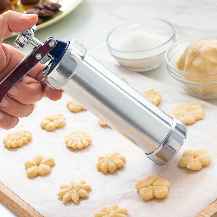 Immagine prodotto InnovaGoods Distributore di pasta per biscotti e pistola a spruzzo - 4 ugelli (Pressa per biscotti)