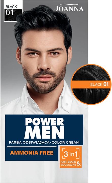 Productafbeelding Joanna Power Men Color Cream 3In1 Hair Beard Moustache 01ack 30G (01ack 30G)