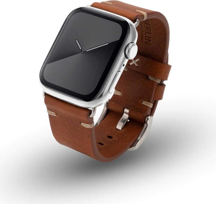 Actual product image JT Berlin Watchband Alex II Vintage | Apple Watch Ultra/42/44/45mm | brown - stainless steel | M | 10829 (22 mm, Fullgrain cowhide)