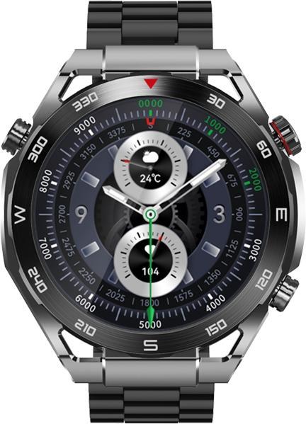 Actual product image Gino Rossi Veltori VT100-1 Smartwatch + schwarzes Silikonarmband + schwarzes Öko-Leder