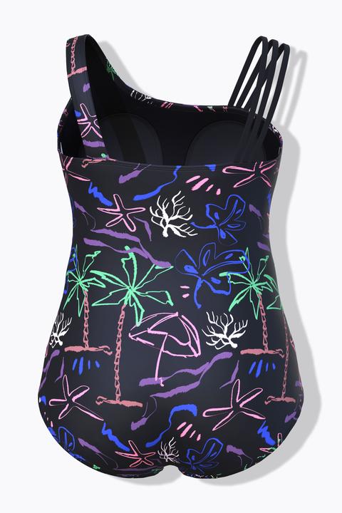 Actual product image Ulla Popken Beach Day Print Split Strap Swimsuit (60)