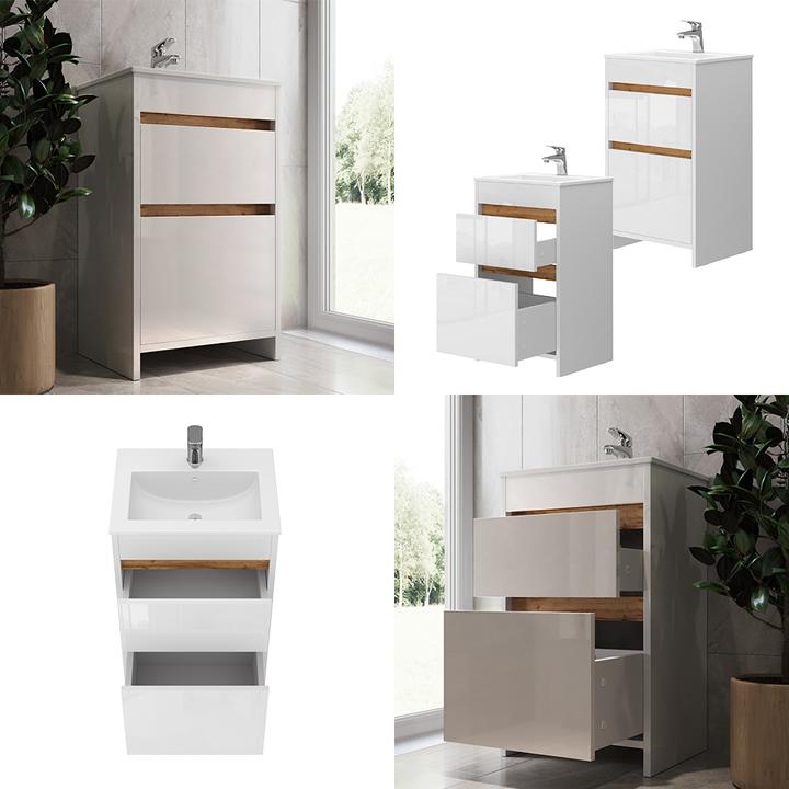 Produktbild Vicco Detmold mit Waschbecken und 2 Schubladen