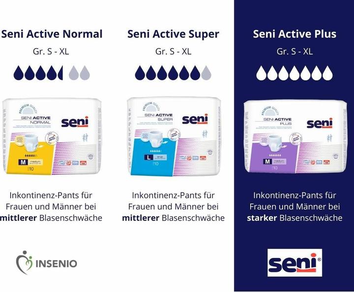 Actual product image Seni Active Plus Pants Einweghosen L atmungsaktiv Hüftumfang 100-135cm 7 Tropfen (10 x, Large)