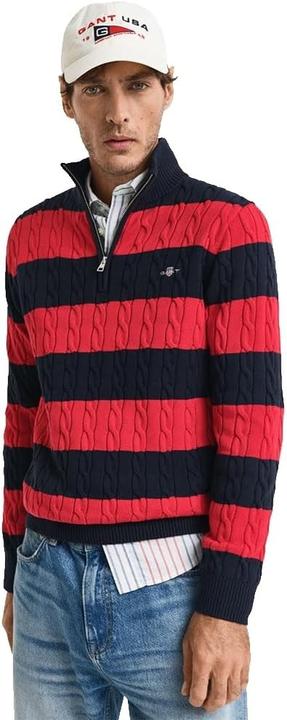 Actual product image GANT Striped Cotton Cable, Half-Zip Logo (M)