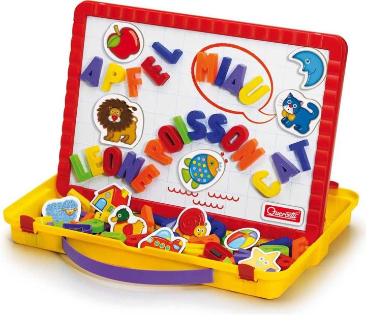 Actual product image Quercetti Magnetic board letters in storage case