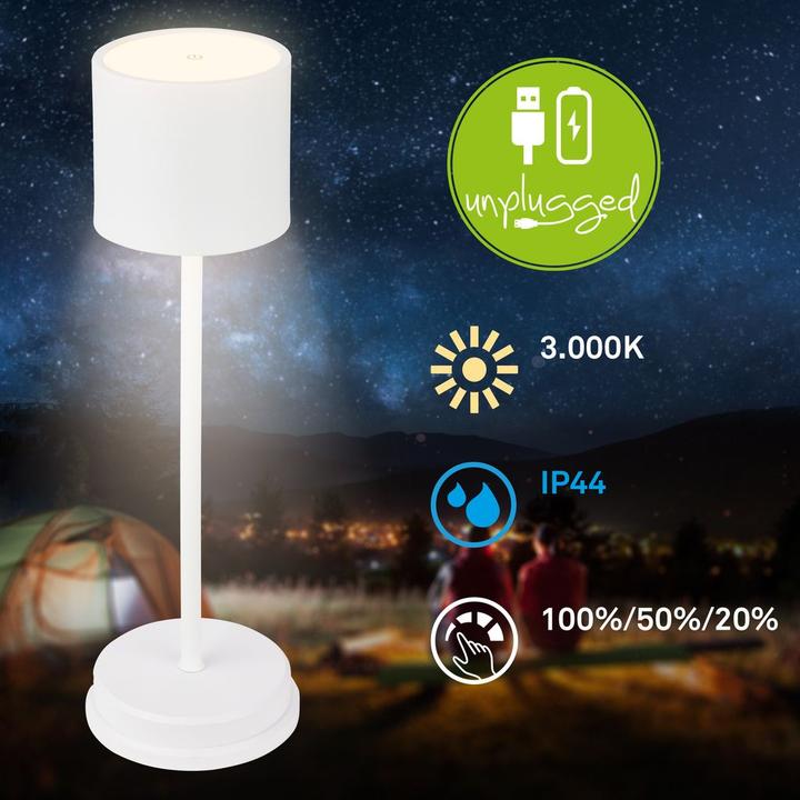 Produktbild Briloner Akku LED Tischleuchte, inkl. Ladestation, inkl. 3-Stufen-Dimmer, weiss (230 lm)