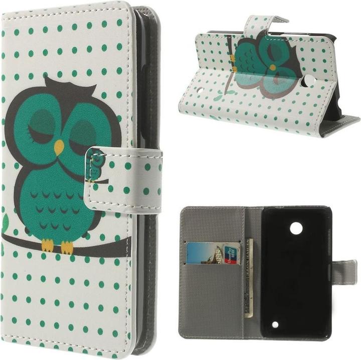 Actual product image König Design Protective cover mobile phone case (flip landscape) for mobile Nokia Lumia 630 / Lumia 635 owl on (Nokia Lumia 630)