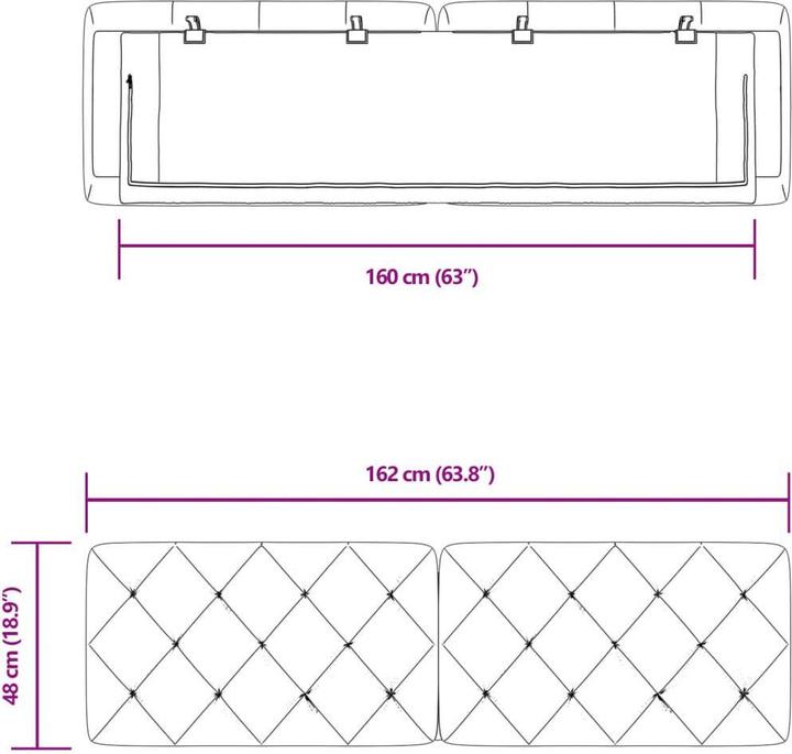 Produktbild vidaXL Kopfteil-Kissen (162 x 6 x 48 cm)
