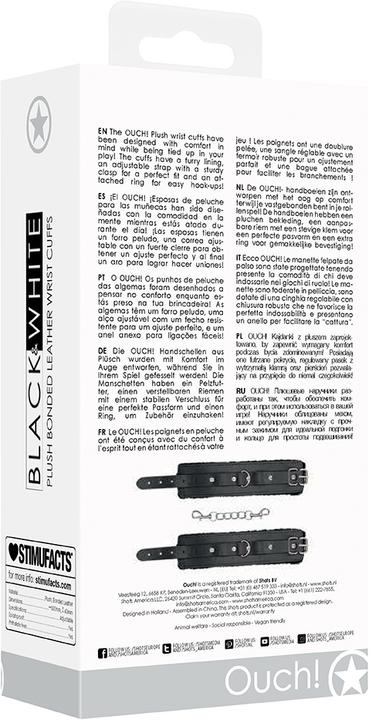 Produktbild Ouch! Plush Bonded Leather Hand Cuffs - With Adjustable Straps