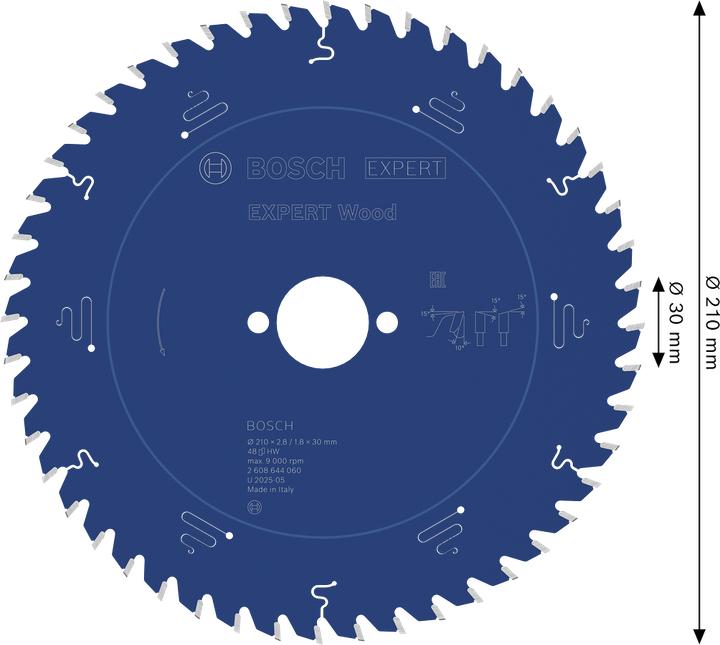 Immagine prodotto Bosch Professional Zubehör Lama circolare Expert per legno, 210 x 30 x 2,8 mm, 48