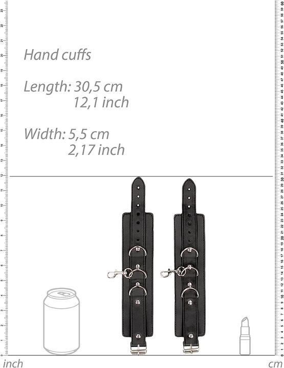 Produktbild Ouch! Bonded Leather Collar With Hand Cuffs - With Adjustable Straps and chain