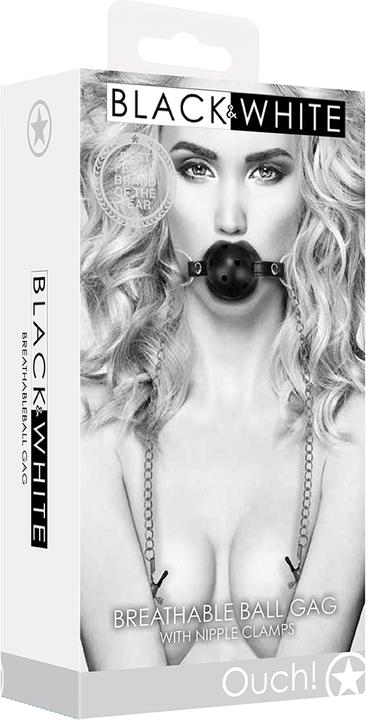 Immagine prodotto Ouch! Breathable Ball Gag With Nipple Clamps