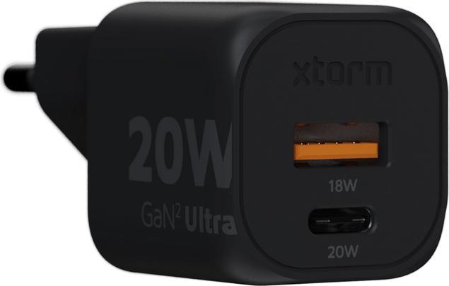 Image du produit Xtorm 1 x USB-C 20W, 1x USB-A 18W, ohne Kabel XEC020 black (20 W)