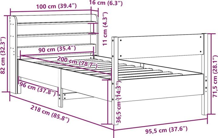 Image du produit vidaXL Bettgestell (90 x 200 cm)