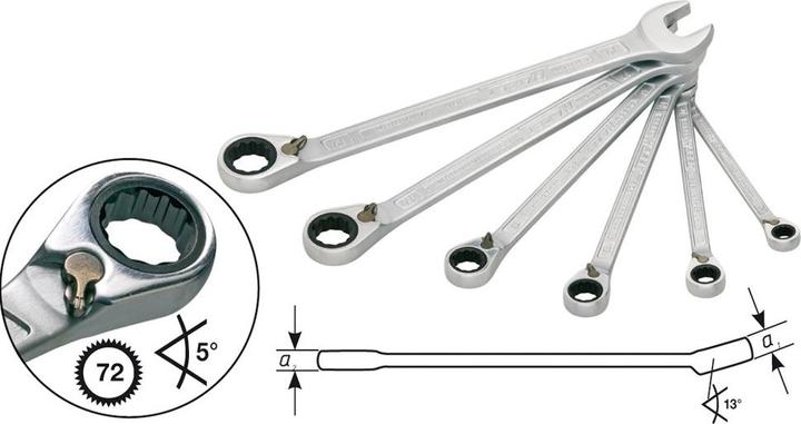 Produktbild HAZET Knarren Ring-Maulschlüssel Satz 606/6-1 ∙ Aussen Doppel-Sechskant-Tractionsprofil ∙ 21 - 32 ∙ … (21 mm, 22 mm, 24 mm, 27 mm, 30 mm, 32 mm)