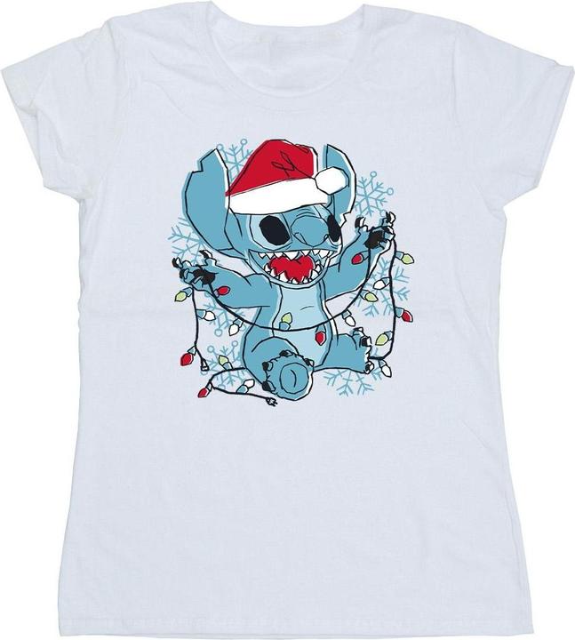 Produktbild Disney Lilo And Stitch Christmas Lights Sketch TShirt (XXL)