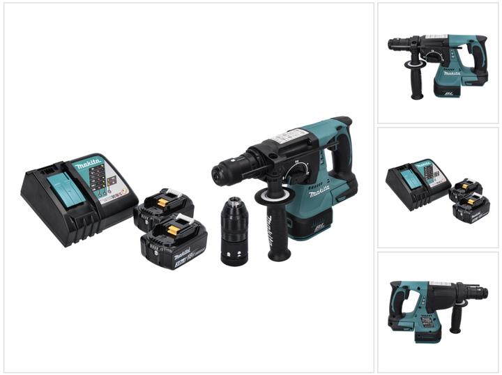 Actual product image Makita DHR 243 RF cordless hammer drill 18 V SDS plus Brushless + 2x battery 3.0 Ah + charger (Rechargeable battery operated)