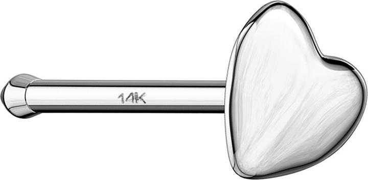 Actual product image Star Piercing Nose stud straight 14k white gold with heart (without brass, 14k gold)