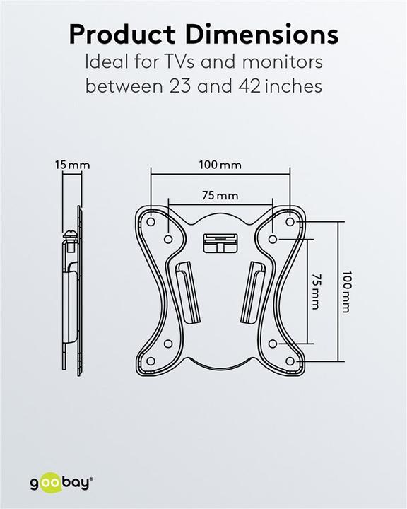 Actual product image Goobay TV wall mount Basic Fix size S (Wall, 25 kg, 23" - 42")