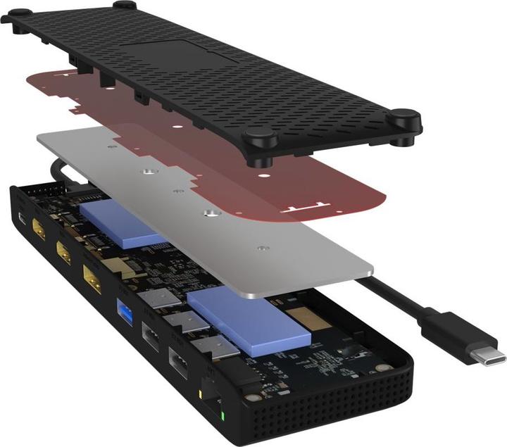 Produktbild Icy Box DockingStation mit 11-in-Anschlüssen dreifacher Videoausgabe,IB-DK2116-C (USB-C, 8 Ports)