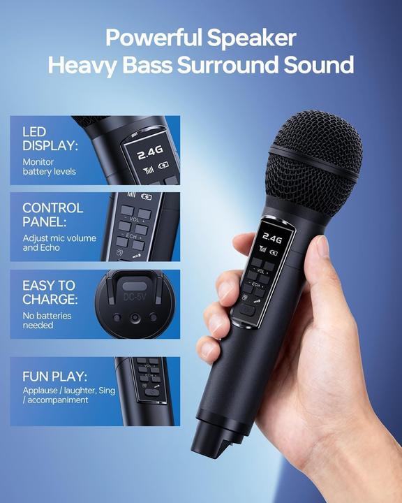 Immagine prodotto Sorda Bluetooth-Karaoke-Maschine SD-219 mit 2 Mikrofonen (12 h)