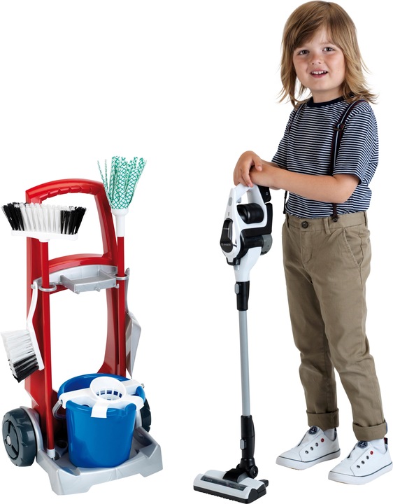 Actual product image Theo Klein 6806 Cleaning Trolley with vacuum cleaner Bosch Unlimited I Robust broom trolley made of high-qualit