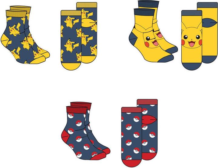 Actual product image Nintendo Pokemon assorted pack 3 socks adult (pack of 3, 39, 45)