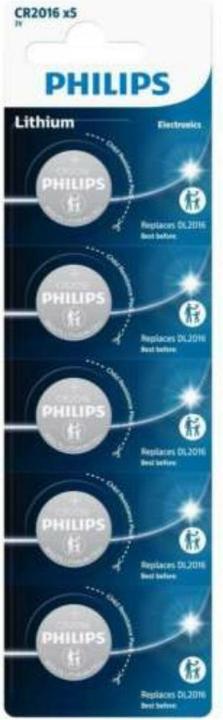 Produktbild Philips Buttoncell 5pcs CR2016 (5 Stk., CR2016, 75 mAh)