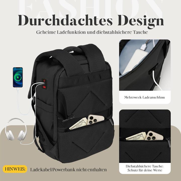 Produktbild Only-Bags.Store Handgepäck Rucksack Leichtes Laptopfach & Diebstahlsicherung
