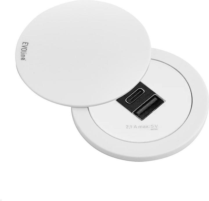 Evoline One USB Charger A/C with lid, white