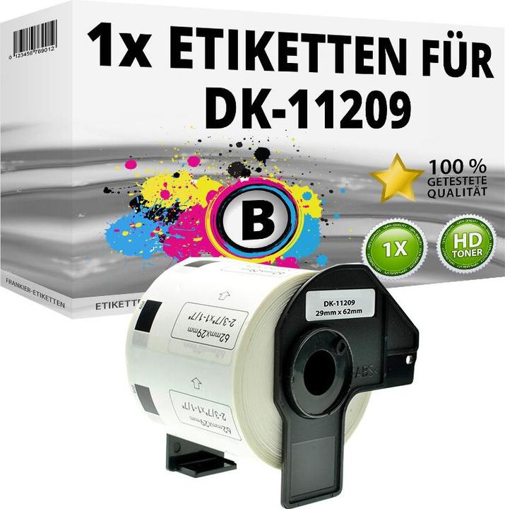 Druckfuxx 1x Etiketten kompatibel Brother P-Touch QL 1050 1060 500 550 570 650 700 710 720 (Blanc)