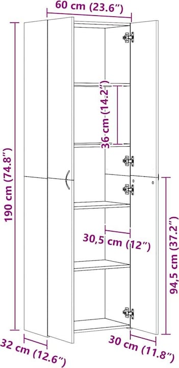 Actual product image VidaXL Cadeo (60 x 32 x 190 cm)