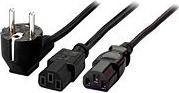 Productafbeelding equip Hoogwaardige stroom Y-kabel 2 x IEC C13 naar 1 x 90 graden Schuko (1.80 m)