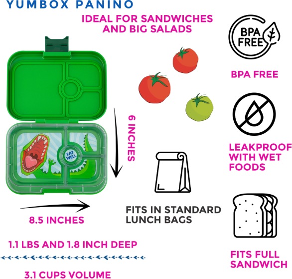 Produktbild Yumbox Panino (4 Unterteilungen) Jurasic Green Dino Znüni Lunchbox