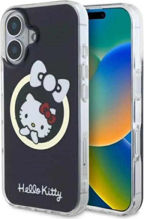 Hello Kitty HKHMP16SHFLBK iPhone 16 6,1" czarny/black hardcase IML Fun bow Magsafe (Apple iPhone 16)