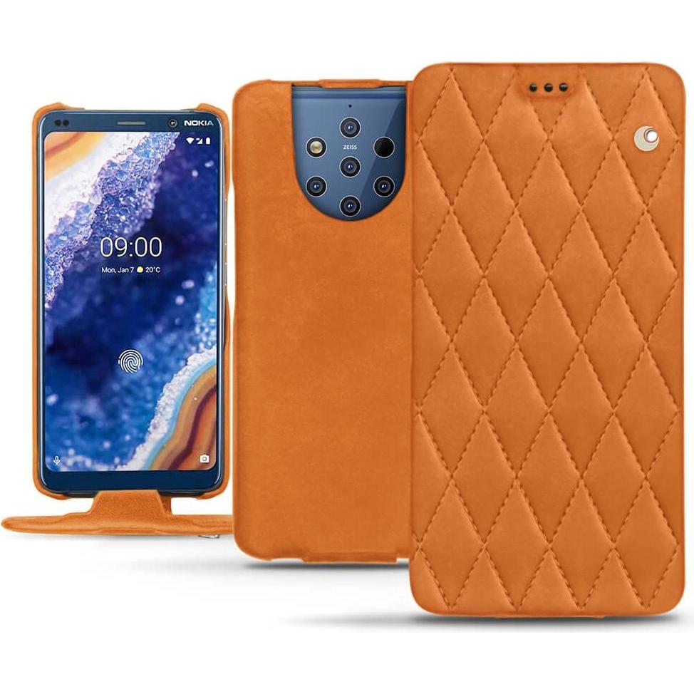 Noreve Lederschutzhülle vertikal (Nokia 9 PureView), Smartphone Hülle, Orange